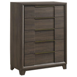 Farre Dark Brown/Beige 5-Piece Queen Upholstered Storage Bedroom Set by Coaster at Eve Furniture