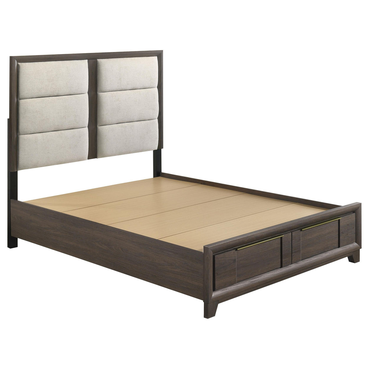 Farre Dark Brown/Beige 5-Piece Queen Upholstered Storage Bedroom Set by Coaster at Eve Furniture