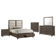 Farre Dark Brown/Beige 5-Piece Queen Upholstered Storage Bedroom Set by Coaster at Eve Furniture