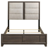 Farre Dark Brown/Beige Eastern King Upholstered Platform Panel Bed by Coaster at Eve Furniture