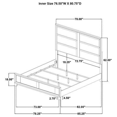 Farre Dark Brown/Beige Eastern King Upholstered Platform Panel Bed by Coaster at Eve Furniture