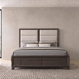 Farre Dark Brown/Beige Eastern King Upholstered Platform Panel Bed by Coaster at Eve Furniture