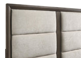 Farre Dark Brown/Beige Eastern King Upholstered Platform Panel Bed by Coaster at Eve Furniture