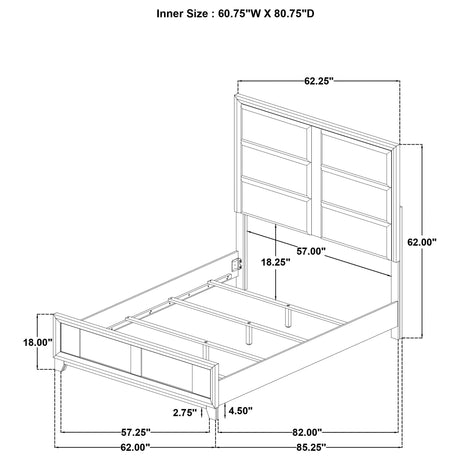 Farre Dark Brown/Beige Queen Upholstered Platform Panel Bed by Coaster at Eve Furniture