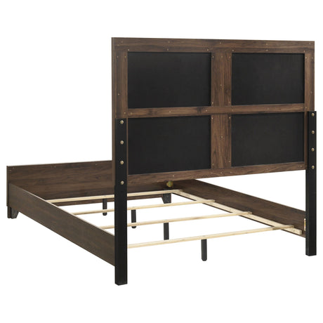 Farre Dark Brown/Beige Queen Upholstered Platform Panel Bed by Coaster at Eve Furniture