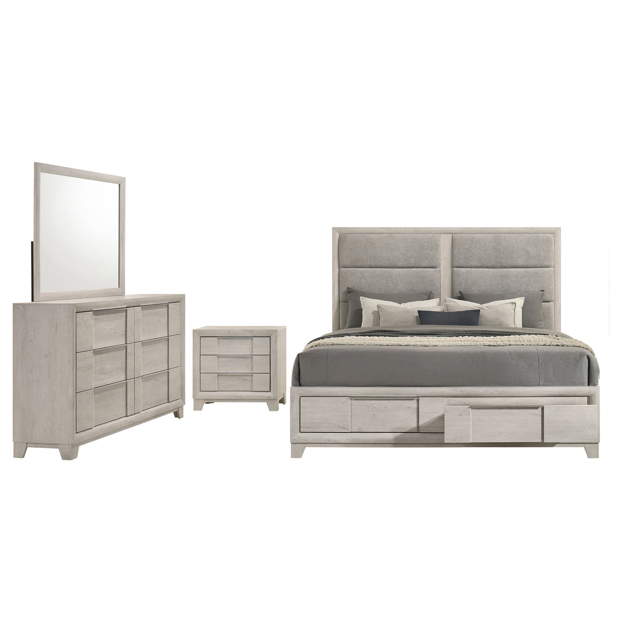 Farre Washed Grey 4-Piece Eastern King Bedroom Set by Coaster at Eve Furniture