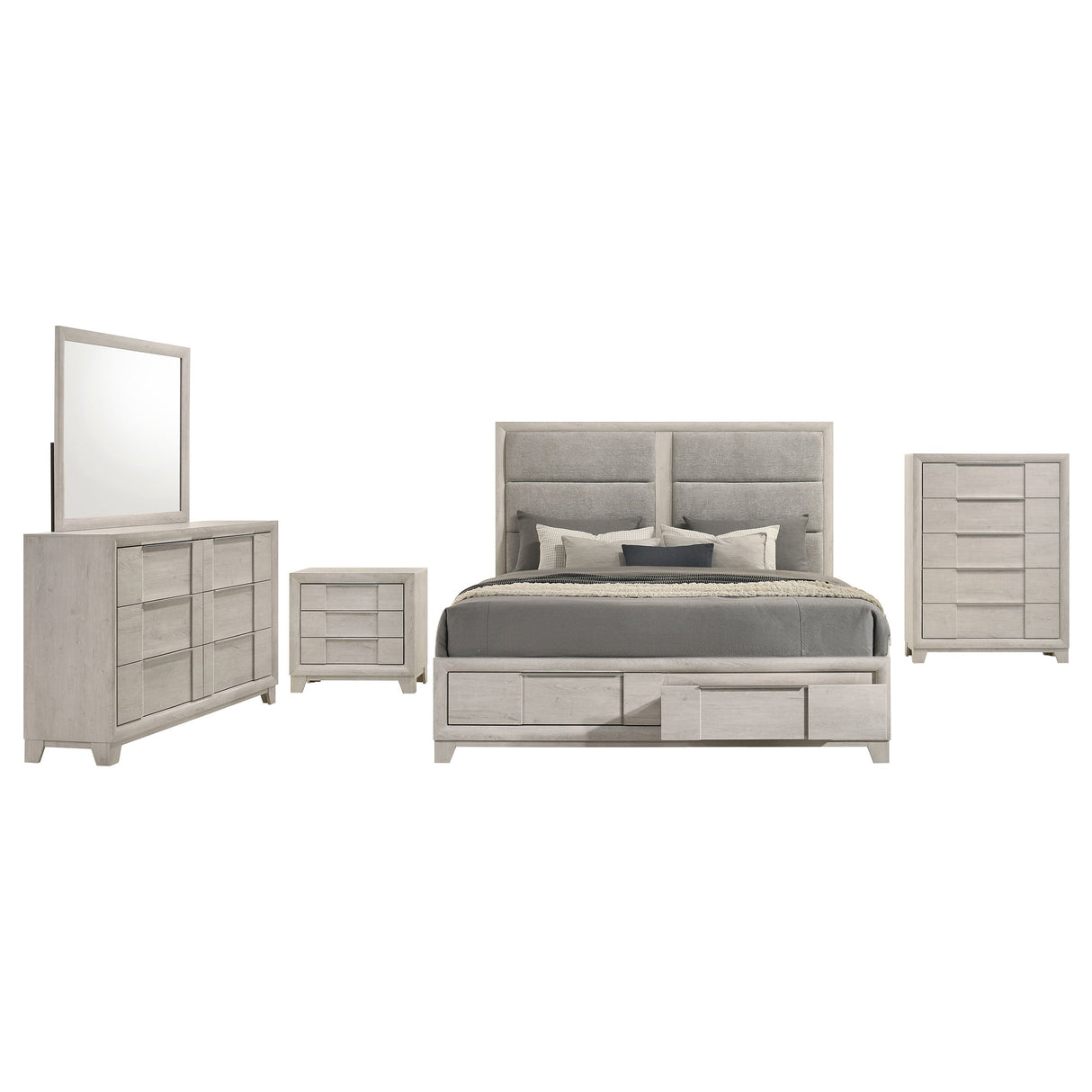 Farre Washed Grey 5-Piece Eastern King Bedroom Set by Coaster at Eve Furniture