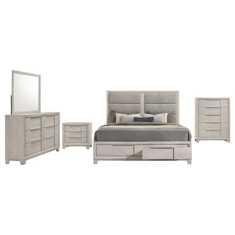 Farre Washed Grey 5-Piece Eastern King Bedroom Set by Coaster at Eve Furniture