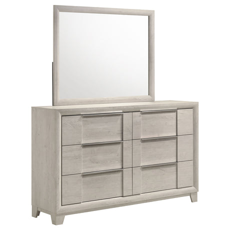 Farre Washed Grey 6-drawer Dresser With Mirror by Coaster at Eve Furniture