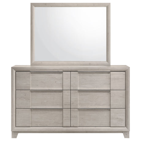 Farre Washed Grey 6-drawer Dresser With Mirror by Coaster at Eve Furniture