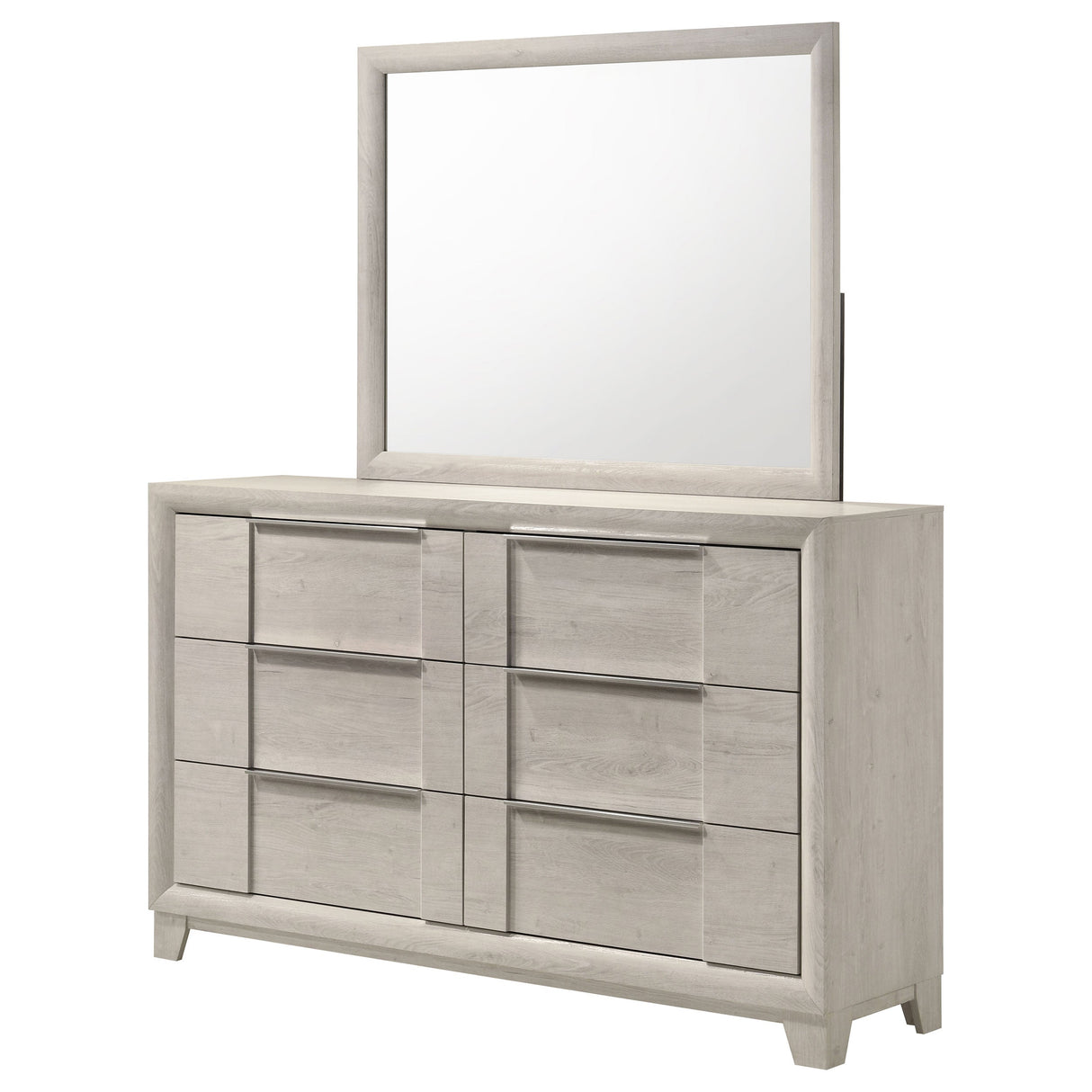 Farre Washed Grey 6-drawer Dresser With Mirror by Coaster at Eve Furniture