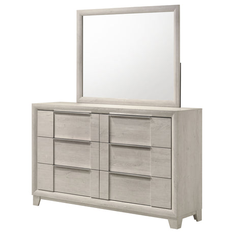 Farre Washed Grey 6-drawer Dresser With Mirror by Coaster at Eve Furniture