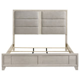 Farre Washed Grey Eastern King Upholstered Platform Panel Bed by Coaster at Eve Furniture