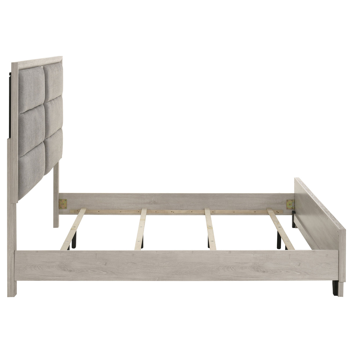 Farre Washed Grey Eastern King Upholstered Platform Panel Bed by Coaster at Eve Furniture