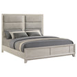 Farre Washed Grey Eastern King Upholstered Platform Panel Bed by Coaster at Eve Furniture