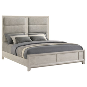 Farre Washed Grey Eastern King Upholstered Platform Panel Bed by Coaster at Eve Furniture