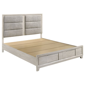 Farre Washed Grey Eastern King Upholstered Storage Platform Bed by Coaster at Eve Furniture