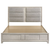 Farre Washed Grey Eastern King Upholstered Storage Platform Bed by Coaster at Eve Furniture