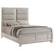 Farre Washed Grey Queen Upholstered Platform Panel Bed by Coaster at Eve Furniture