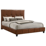 Farrell Brown Eastern King Leatherette Upholstered Panel Bed by Coaster at Eve Furniture