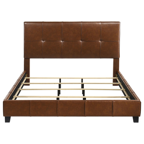 Farrell Brown Eastern King Leatherette Upholstered Panel Bed by Coaster at Eve Furniture