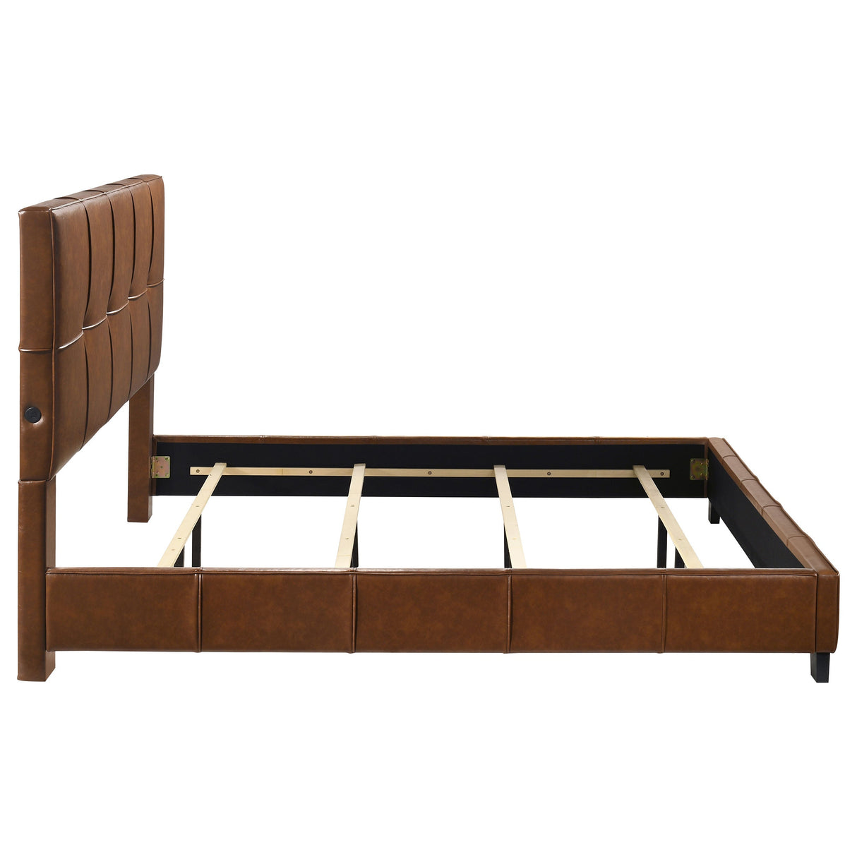 Farrell Brown Eastern King Leatherette Upholstered Panel Bed by Coaster at Eve Furniture