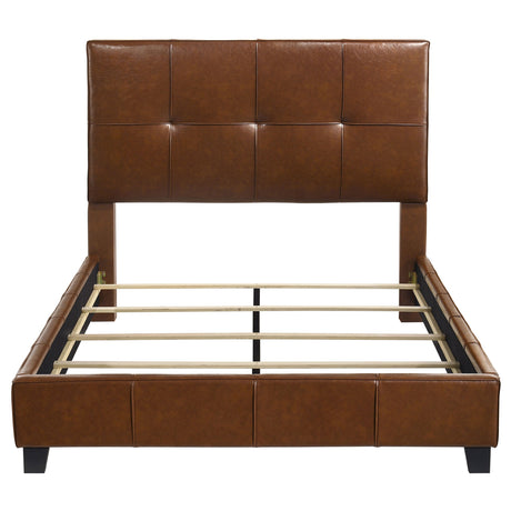 Farrell Brown Queen Leatherette Upholstered Panel Bed by Coaster at Eve Furniture