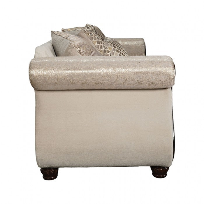 Fasciano Beige Tan/Dark Cherry- Living Room Set by Furniture of America at Eve Furniture