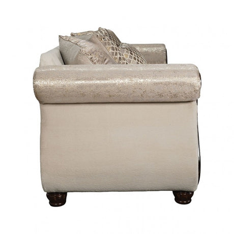 Fasciano Beige Tan/Dark Cherry Sofa by Furniture of America at Eve Furniture
