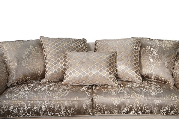 Fasciano Beige Tan/Dark Cherry- Living Room Set by Furniture of America at Eve Furniture