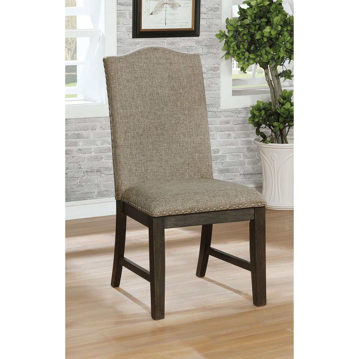 Faulk Espresso & Warm Gray 6-Piece Dining Room Set by Furniture of America at Eve Furniture