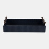 Faux Leather, 16" Copenhagen Tray, Navy/gold