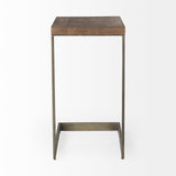Faye 14L x 18W x 26H Medium Brown Wood W/ Antique Nickel Finished Metal Base C Side Table by Mercana at Eve Furniture
