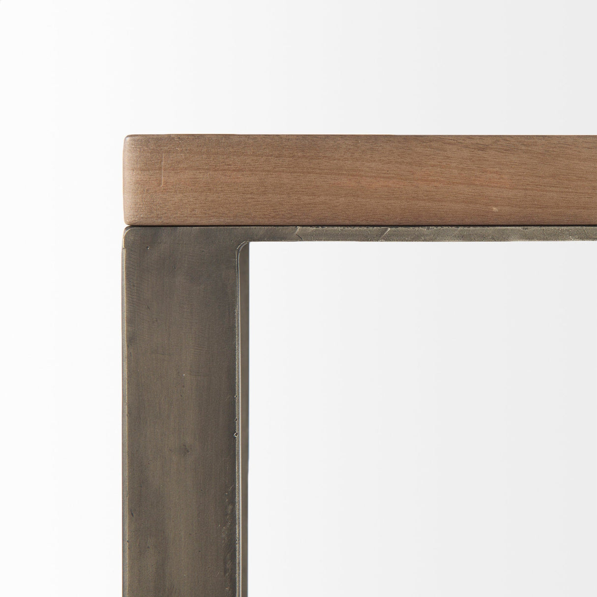 Faye 14L x 18W x 26H Medium Brown Wood W/ Antique Nickel Finished Metal Base C Side Table by Mercana at Eve Furniture
