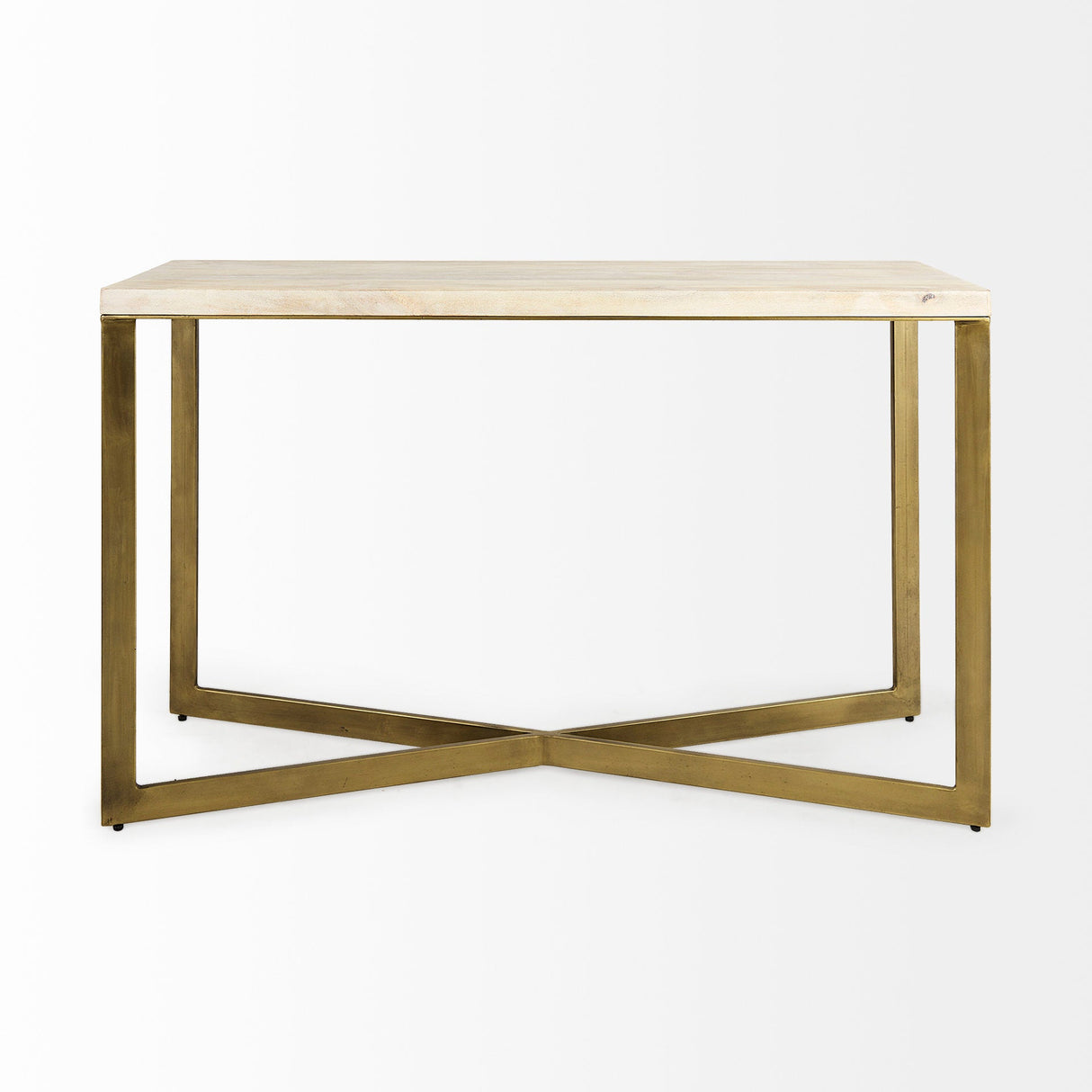 Faye Beige Finished Wood W/Gold Metal Base Console Table by Mercana at Eve Furniture