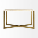 Faye Beige Finished Wood W/Gold Metal Base Console Table by Mercana at Eve Furniture