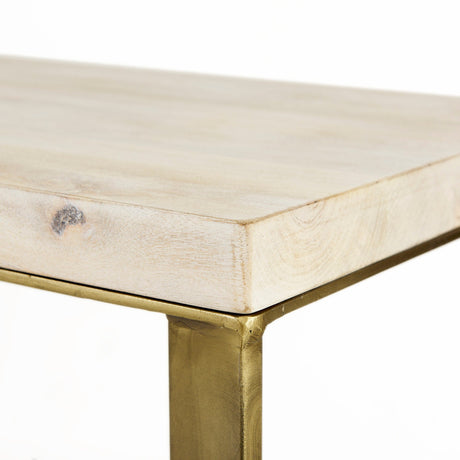 Faye Beige Finished Wood W/Gold Metal Base Console Table by Mercana at Eve Furniture
