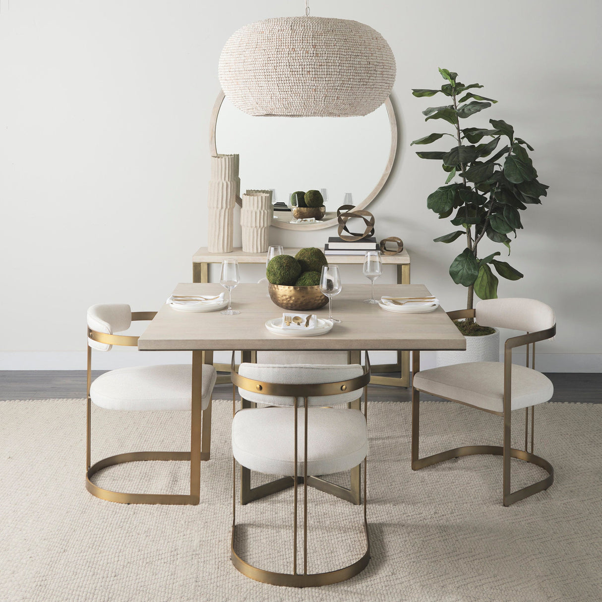 Faye Beige Finished Wood W/Gold Metal Base Console Table by Mercana at Eve Furniture
