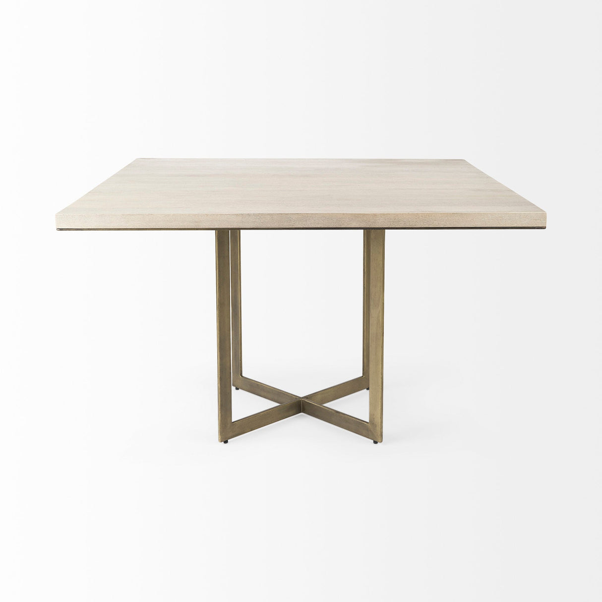Faye I Beige Finished Wood W/Gold Metal Base Square Dining Table by Mercana at Eve Furniture