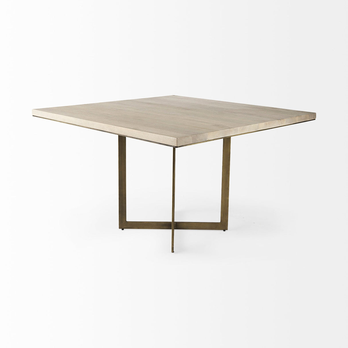 Faye I Beige Finished Wood W/Gold Metal Base Square Dining Table by Mercana at Eve Furniture