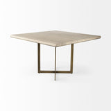 Faye I Beige Finished Wood W/Gold Metal Base Square Dining Table by Mercana at Eve Furniture