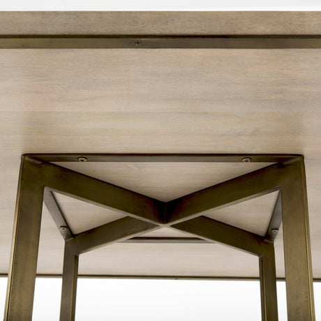 Faye I Beige Finished Wood W/Gold Metal Base Square Dining Table by Mercana at Eve Furniture