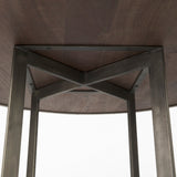 Faye I Medium Brown Wood W/Antique Nickel Metal Base Round Dining Table by Mercana at Eve Furniture