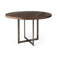 Faye I Medium Brown Wood W/Antique Nickel Metal Base Round Dining Table by Mercana at Eve Furniture