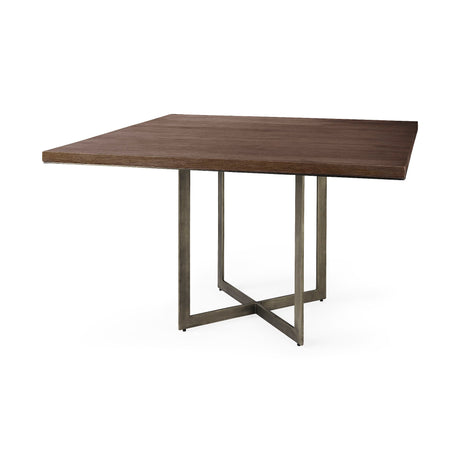 Faye Medium Brown Square Dining Table by Mercana at Eve Furniture