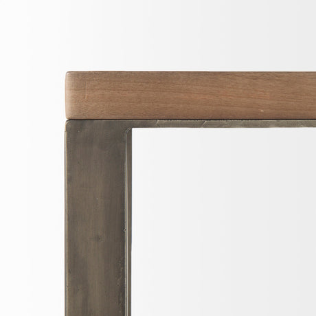 Faye Medium Brown Wood W/ Antique Nickel Finished Metal Base C Side Table by Mercana at Eve Furniture