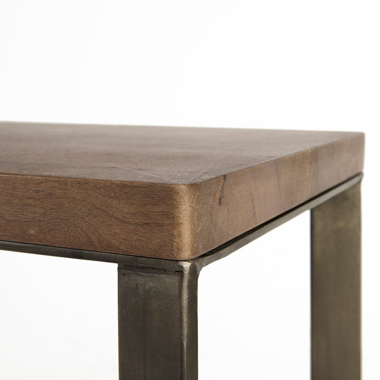 Faye Medium Brown Wood W/Antique Nickel Metal Base Console Table by Mercana at Eve Furniture