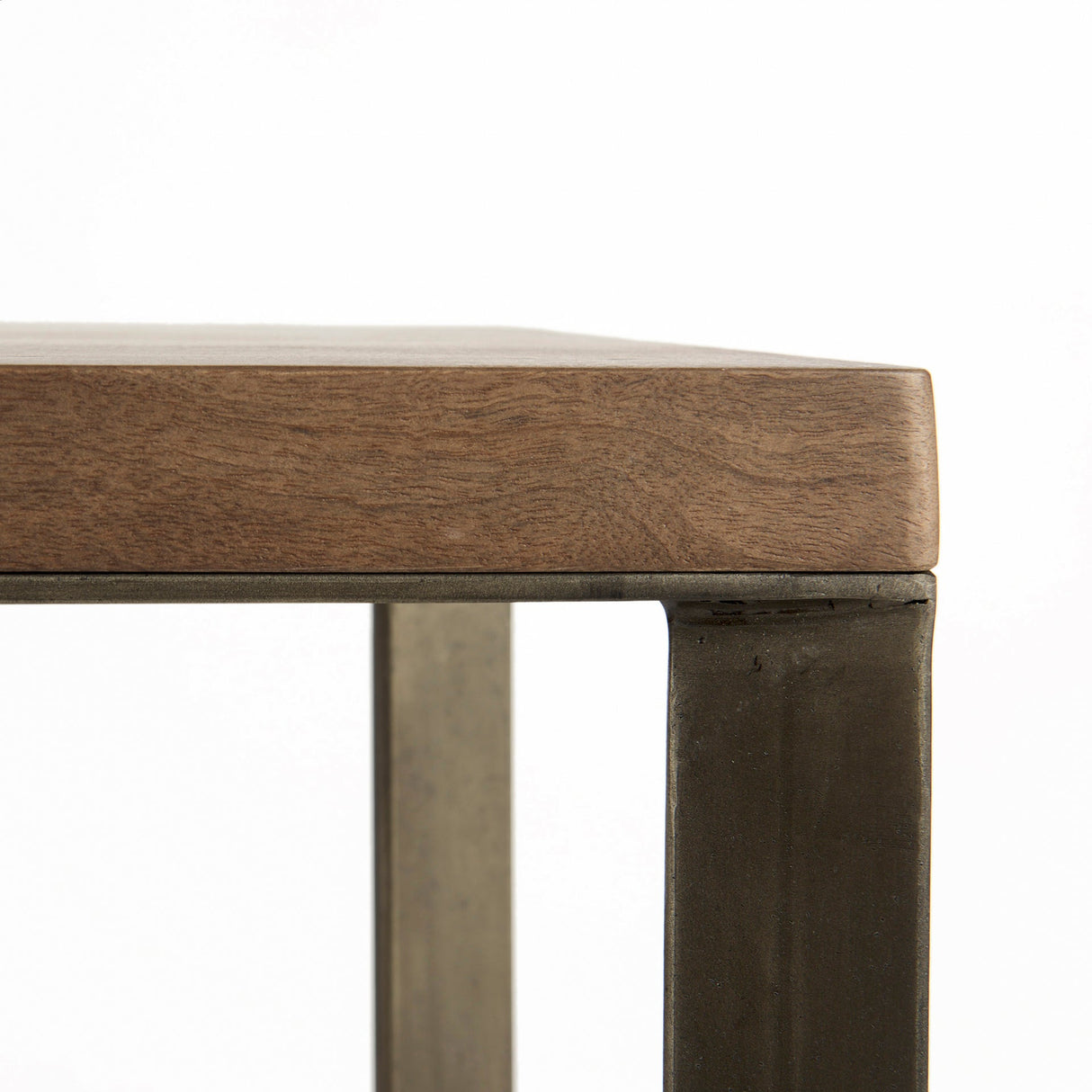 Faye Medium Brown Wood W/Antique Nickel Metal Base Console Table by Mercana at Eve Furniture