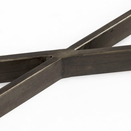 Faye Medium Brown Wood W/Antique Nickel Metal Base Console Table by Mercana at Eve Furniture