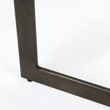 Faye Medium Brown Wood W/Antique Nickel Metal Base Console Table by Mercana at Eve Furniture